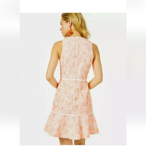 Lilly Pulitzer Womens Orange Embroidered Laser Cut Dot Sleeveless Dress Size 8 - Picture 3 of 3